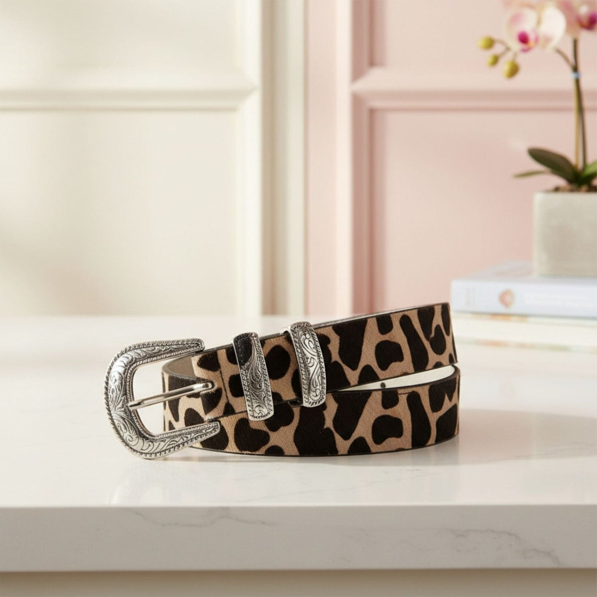 Myra Bags Vintage Hairon Belt, Women Accessories, Beige/Black - Gifts Are Blue