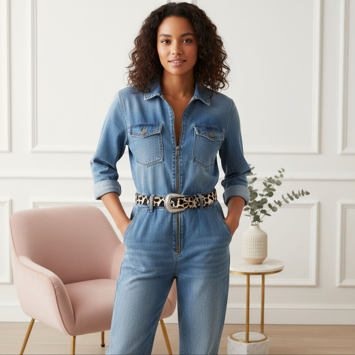 Myra Bags Vintage Hairon Belt, Women Accessories, Beige/Black