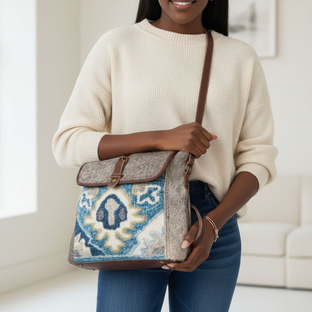 Simple Epiphany Backpack Bag, Medium, Blue