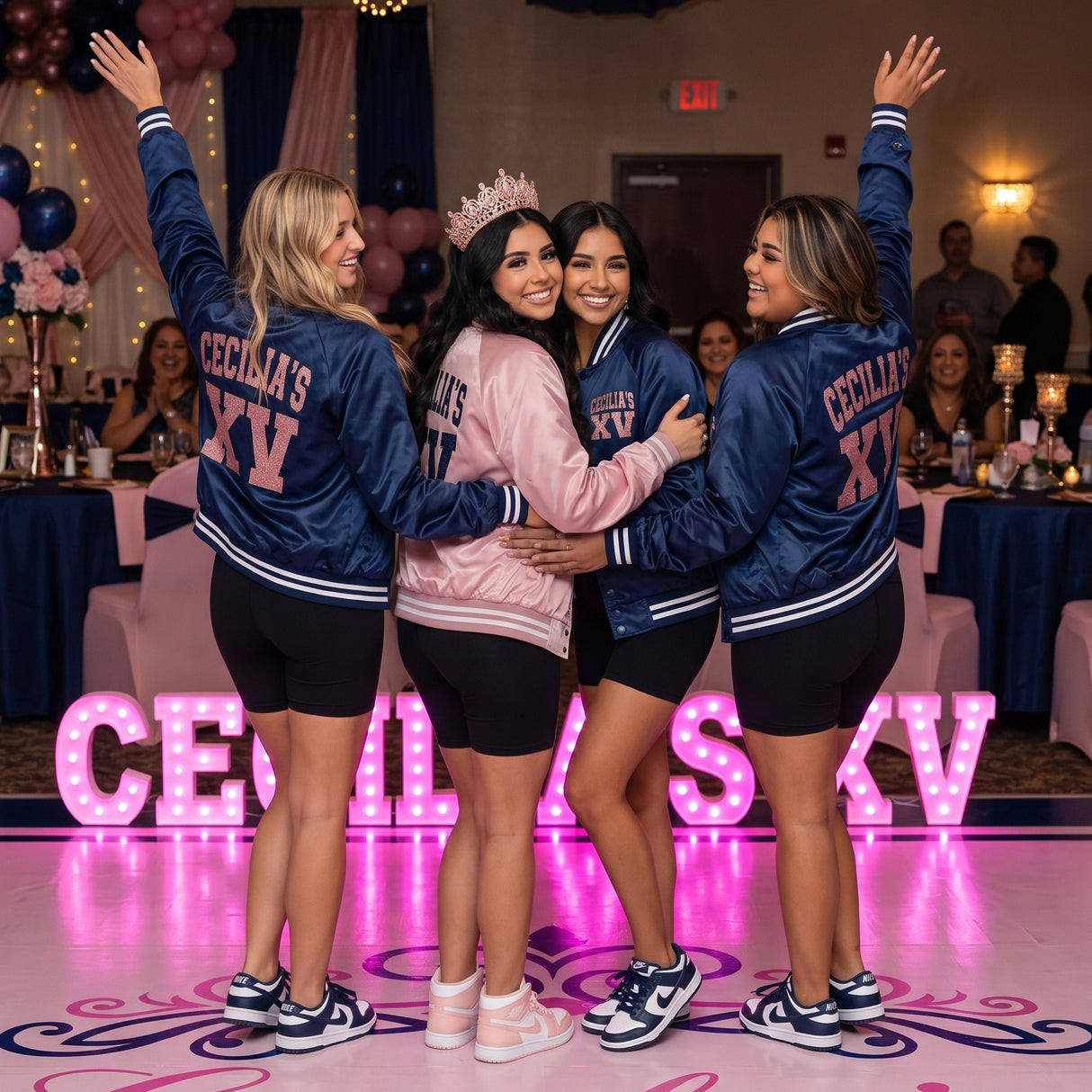 Glitter Quince XV Custom Varsity Baseball Jackets