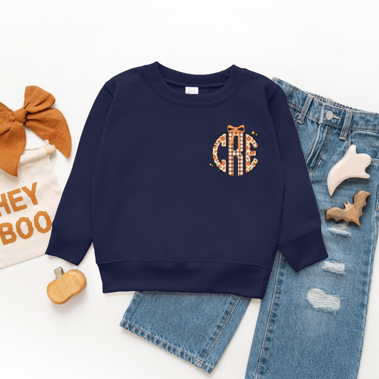 Pocket Personalized Fall Monogram Sweatshirts for Girls, Cute Fall Sweaters - Gifts Are Blue