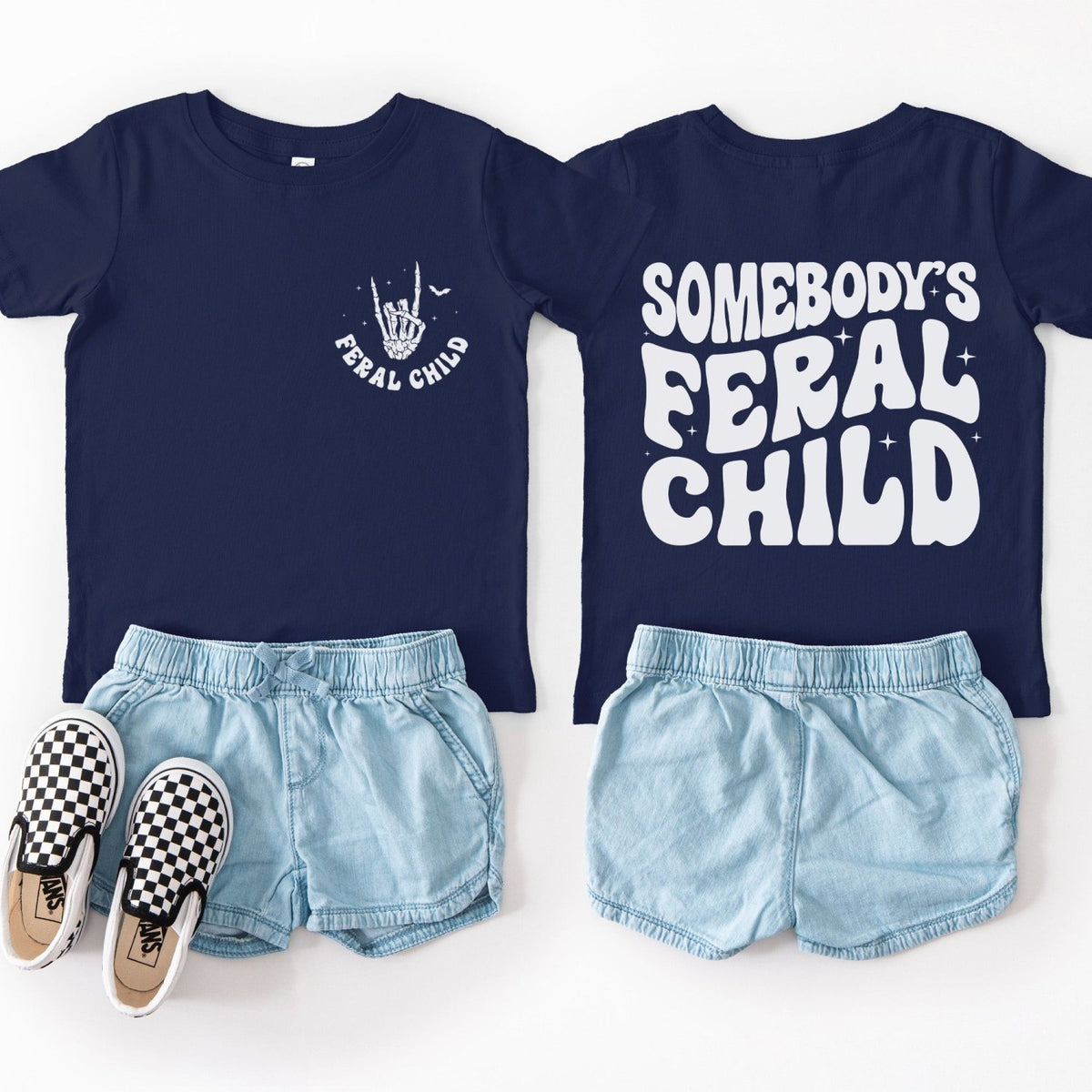 Somebody's Feral Child Shirt for Kids and Teens, Funny Halloween Shirts - Gifts Are Blue