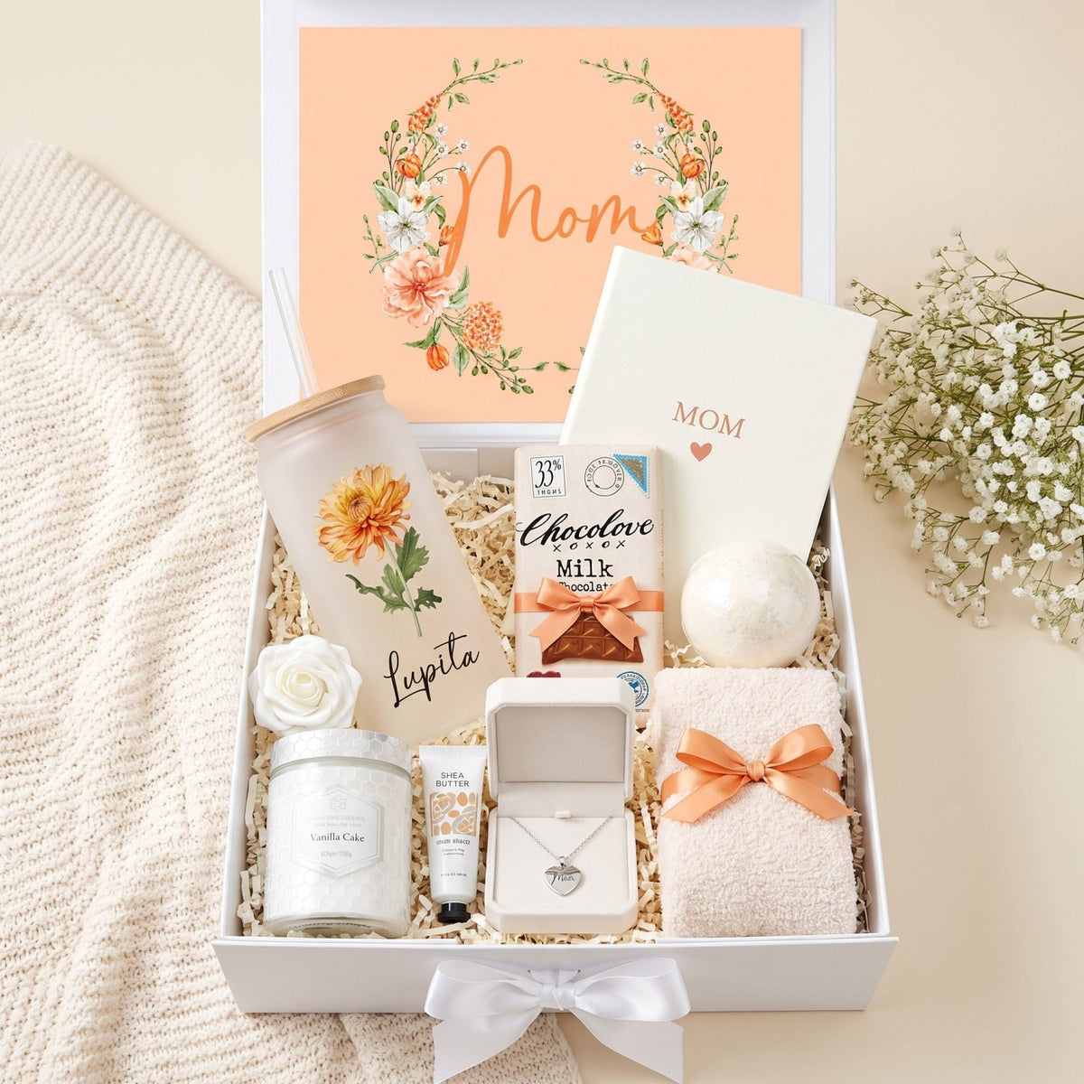 Bloom and Beloved Personalized Gift Box for Mom - Birth Month Flower Tumbler - Gifts Are Blue