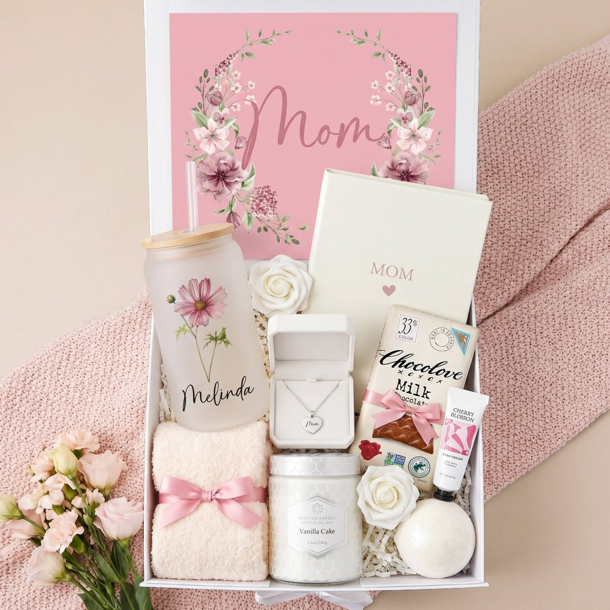 Bloom and Beloved Personalized Gift Box for Mom - Birth Month Flower Tumbler - Gifts Are Blue