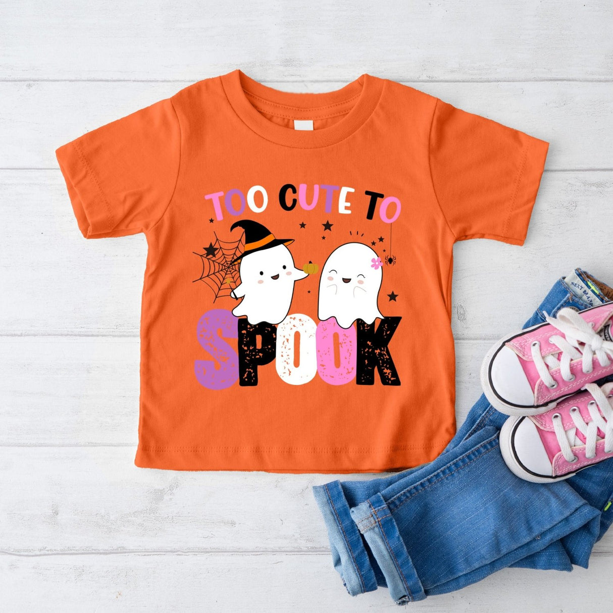 Orange Halloween shirts for girls.