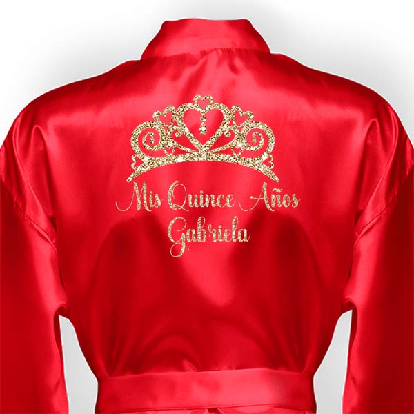 Palace Template Personalized Robes with Name and Crown Design for Bride Bridesmaids Quinceañera and Birthday Queen