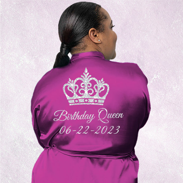 Palace Template Personalized Robes with Name and Crown Design for Bride Bridesmaids Quinceañera and Birthday Queen