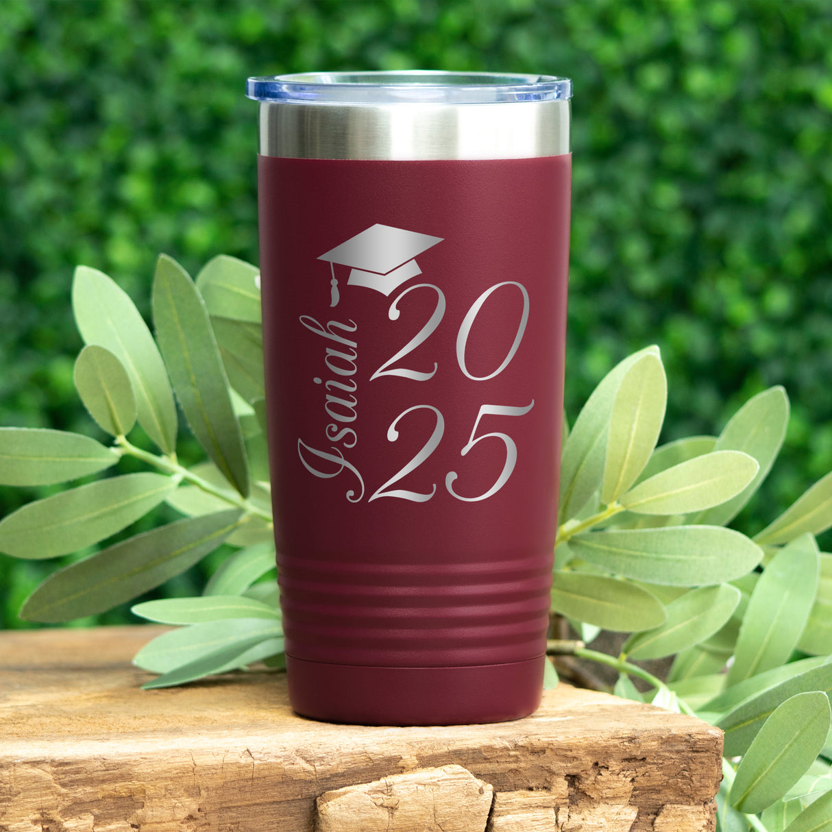 A personalized Class of 2025 graduation gift customized with name, year, and symbol, perfect for high school or college seniors.