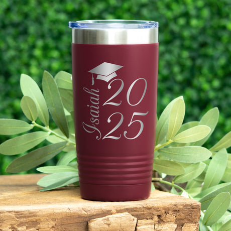 A personalized Class of 2025 graduation gift customized with name, year, and symbol, perfect for high school or college seniors.