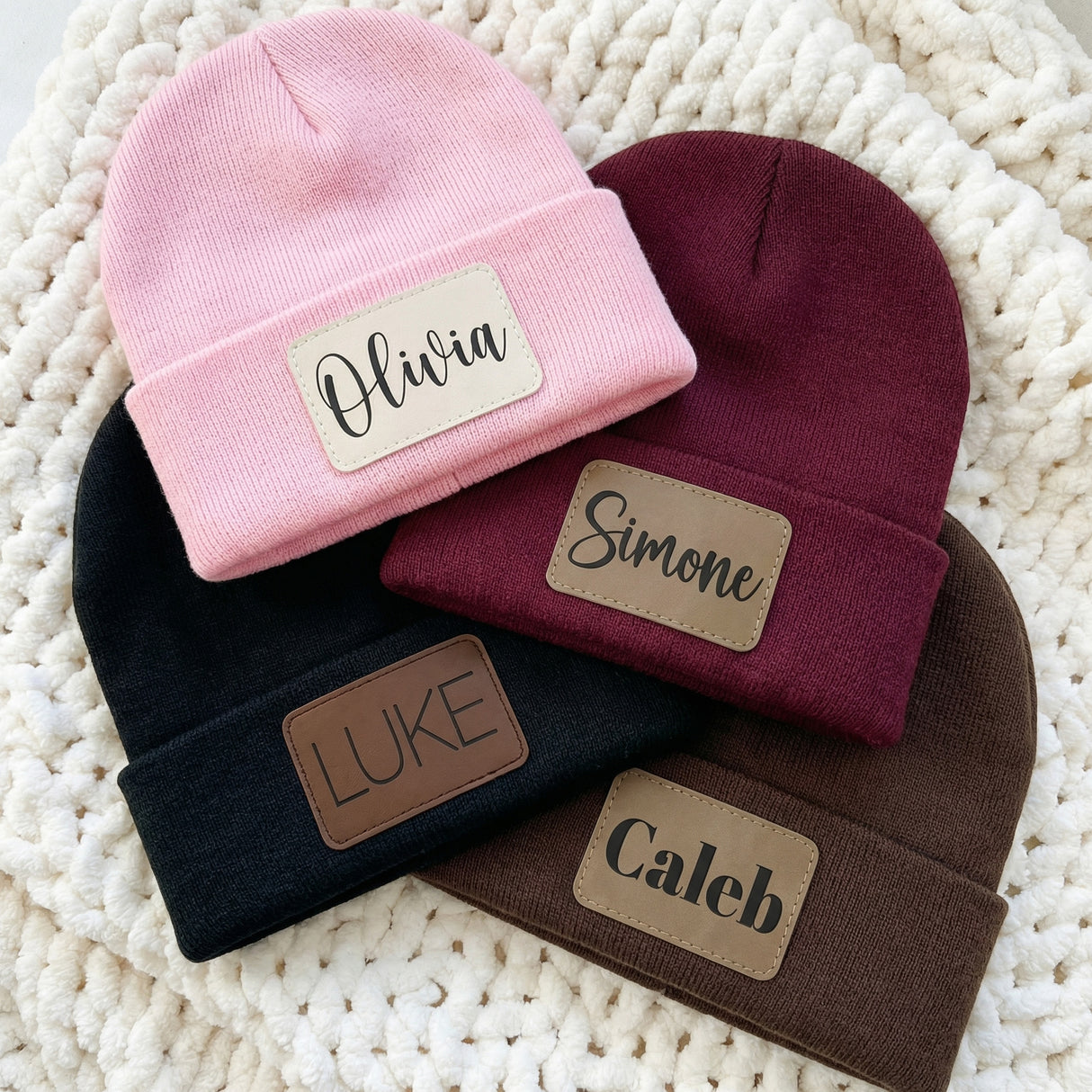 Cuffed Personalized Beanies for Adults with Name, Custom Gifts for Her and Him