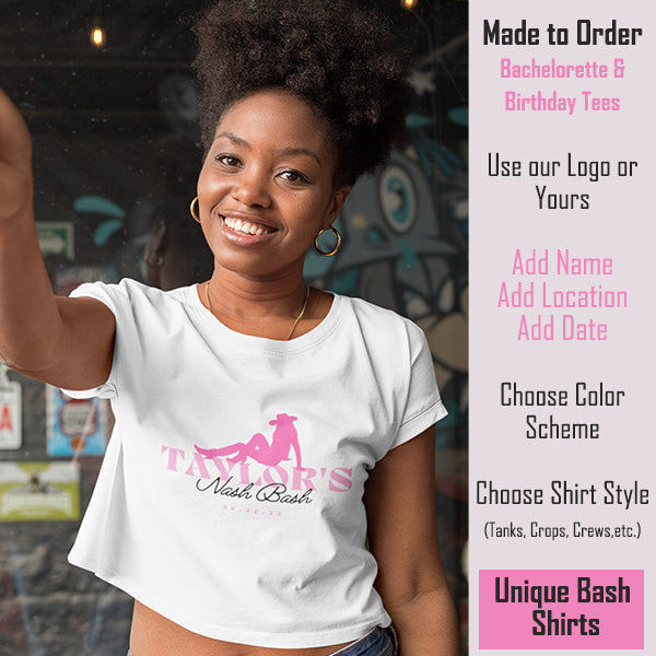 Personalized Bridesmaid Shirt for Bachelorette Party with Custom Name Date & Logo