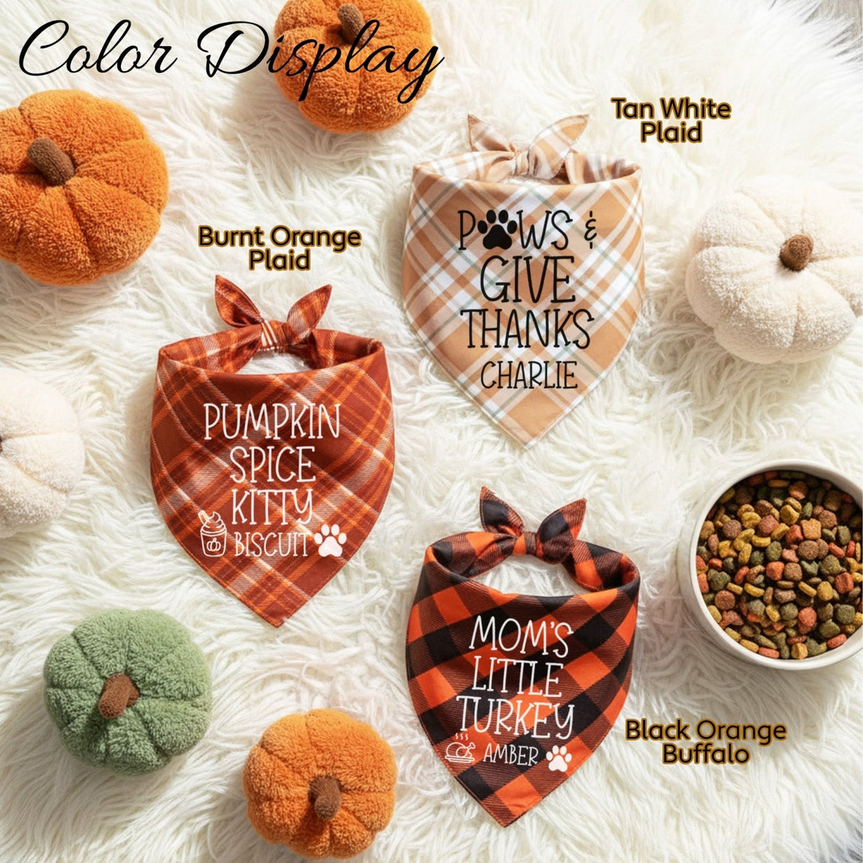 Funny Thanksgiving Sayings Personalized Cat and Dog Bandanas with Name - Gifts Are Blue
