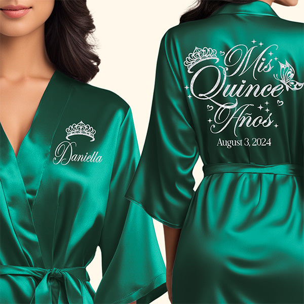 Personalized Mis Quince Anos Robe and Slipper Set Quinceanera Gift