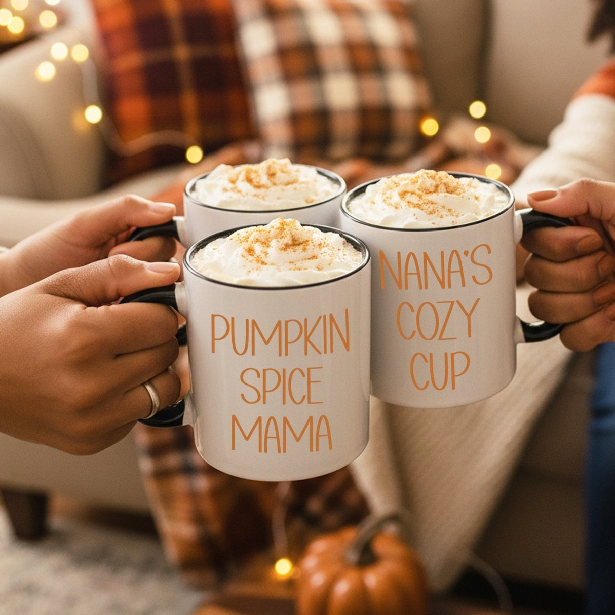 Minimalist Fall Sayings Custom Thanksgiving Mugs for Family, Autumn Coffee Cups - Gifts Are Blue