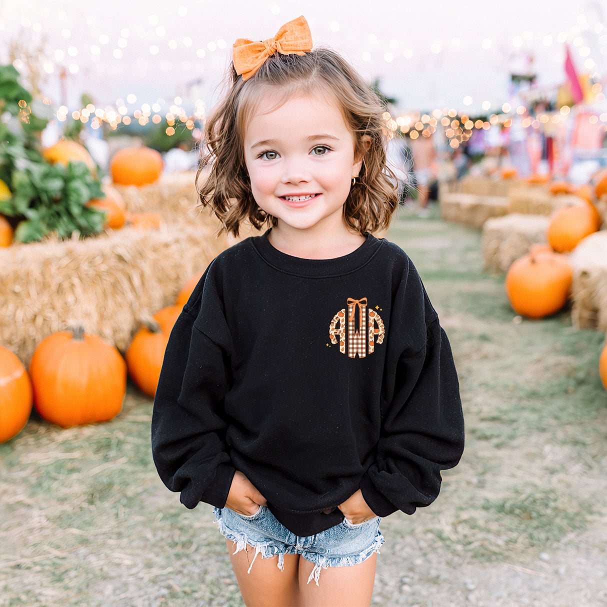 Pocket Personalized Fall Monogram Sweatshirts for Girls, Cute Fall Sweaters