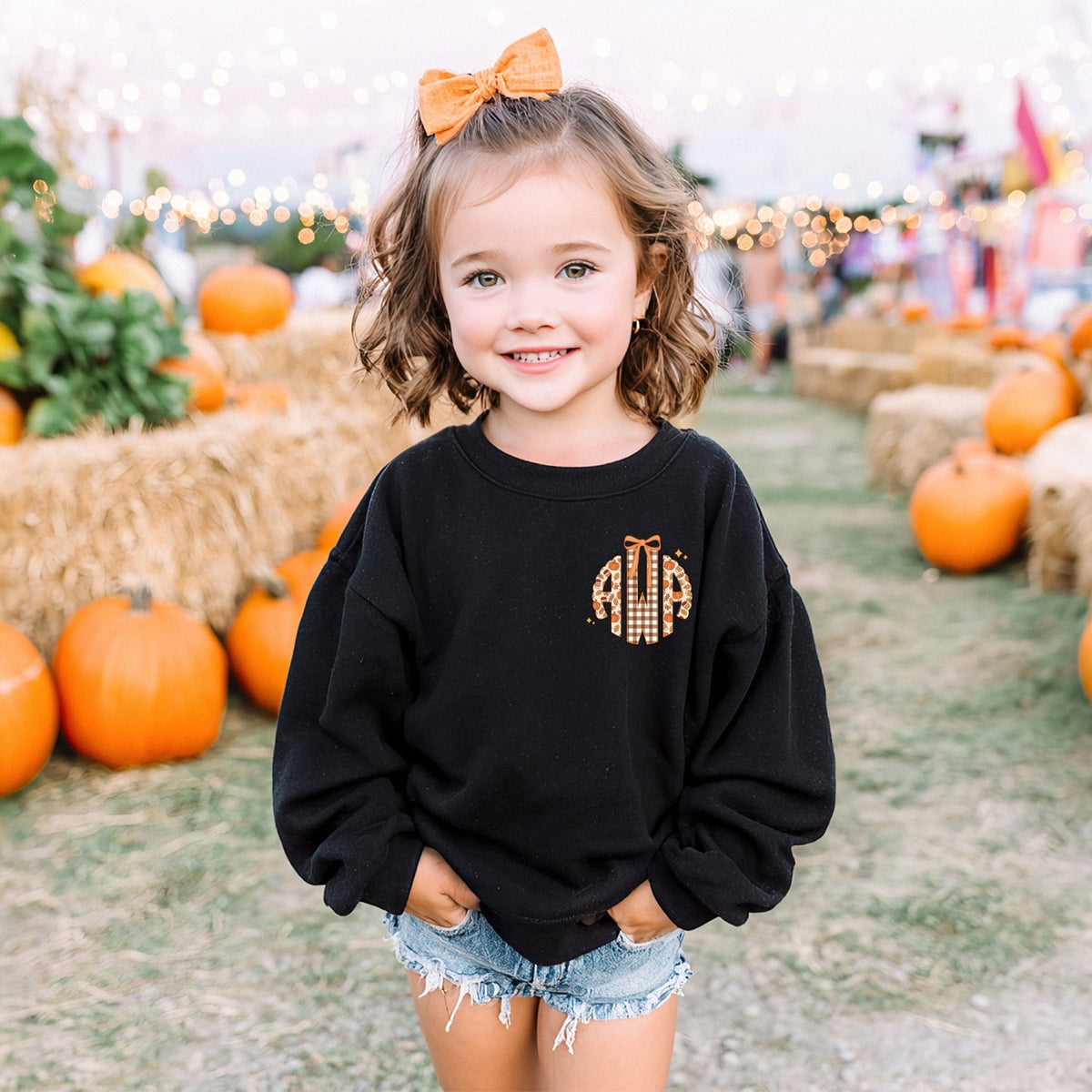 Pocket Personalized Fall Monogram Sweatshirts for Girls, Cute Fall Sweaters - Gifts Are Blue
