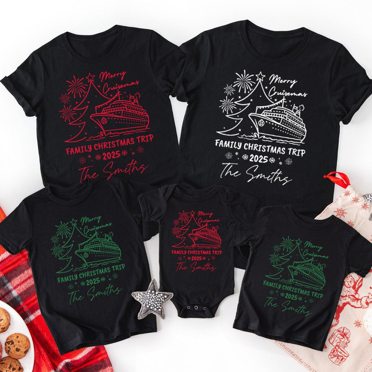 Merry Cruisemas Personalized Family Christmas Vacation Shirts with Name - Gifts Are Blue