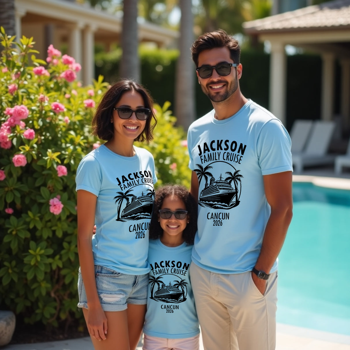 Matching cruise shirts for couples and families, great for beach days and cruise excursions.