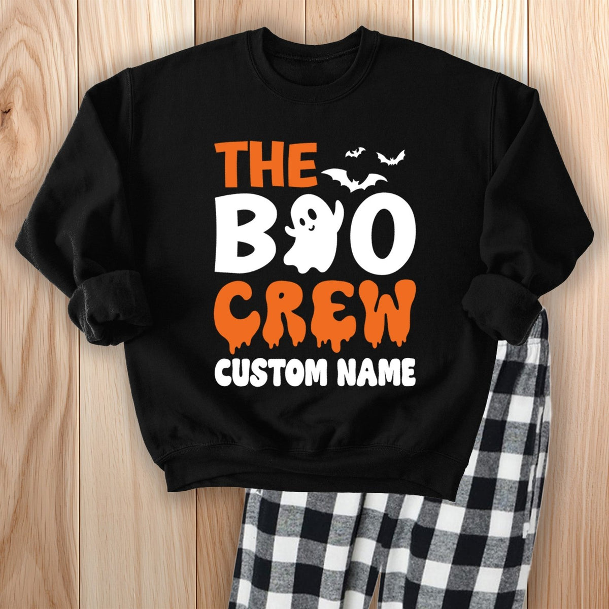 Cute, personalized family matching Halloween pajamas for kids and adults, custom with name.
