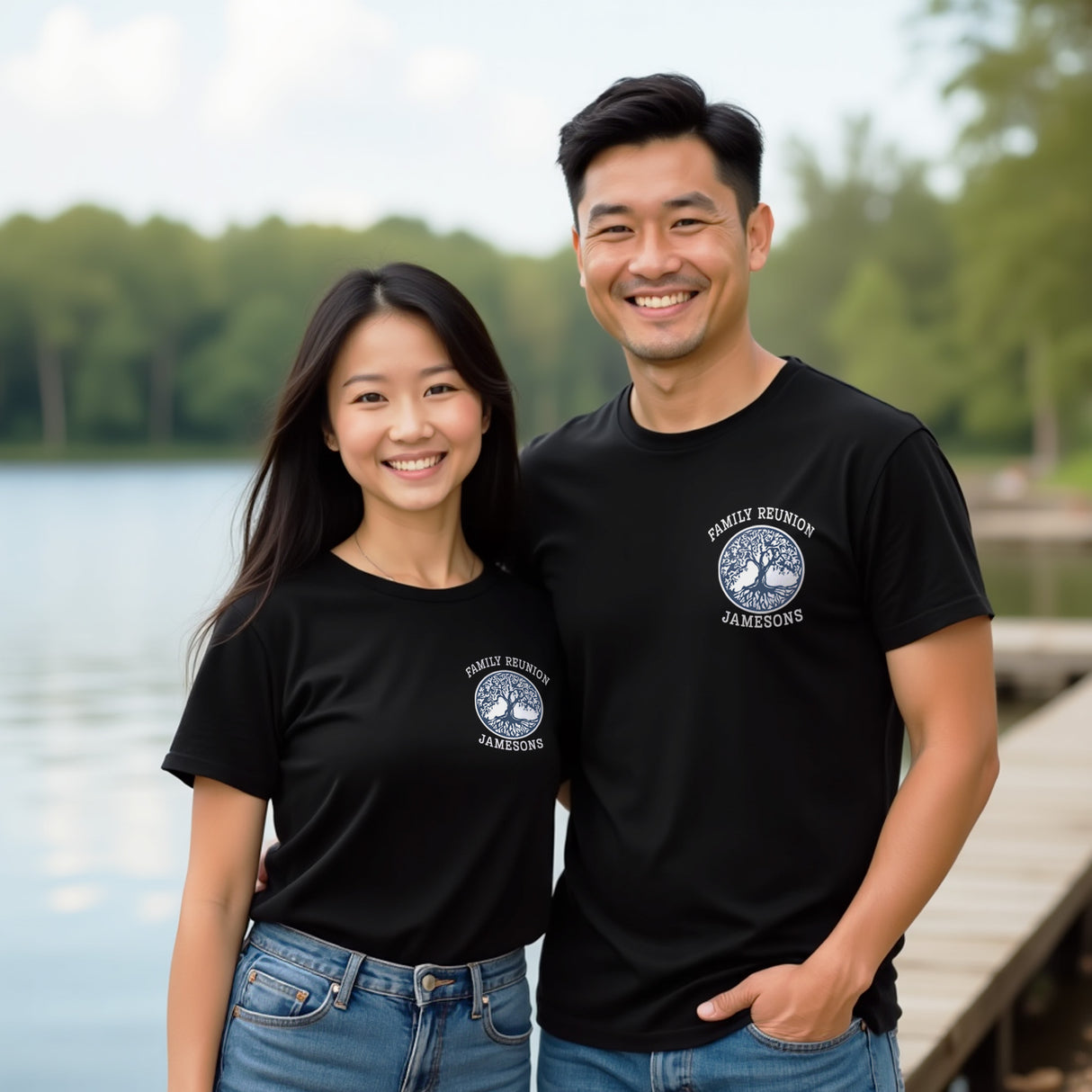 Custom matching t-shirts for family gathering. Reunion shirts for large groups and events.