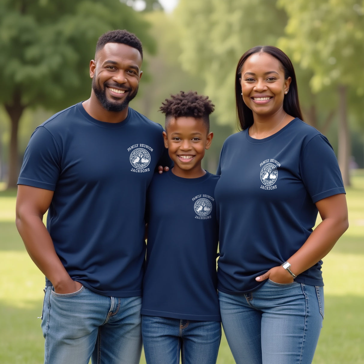 Custom family reunion shirt with front and back design. Personalized matching family shirt with last name and year.