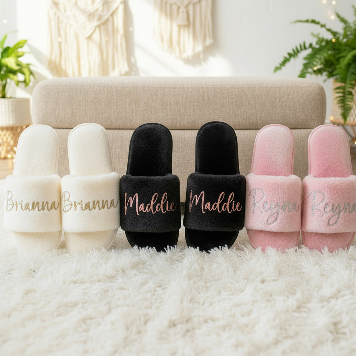 Custom Name Fluffy Slippers for Her – Personalized Gift for Teen Girls