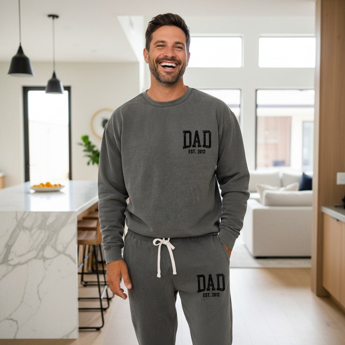 Comfort Colors Pocket Dad Est Loungewear Set, Personalized Gifts for Him - Gifts Are Blue