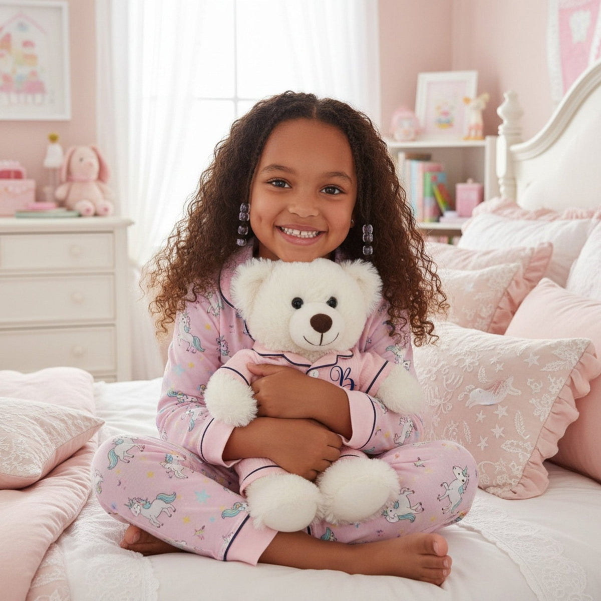Personalized Teddy Bear with Pajama Set for Girls and Boys, 14in - Gifts Are Blue