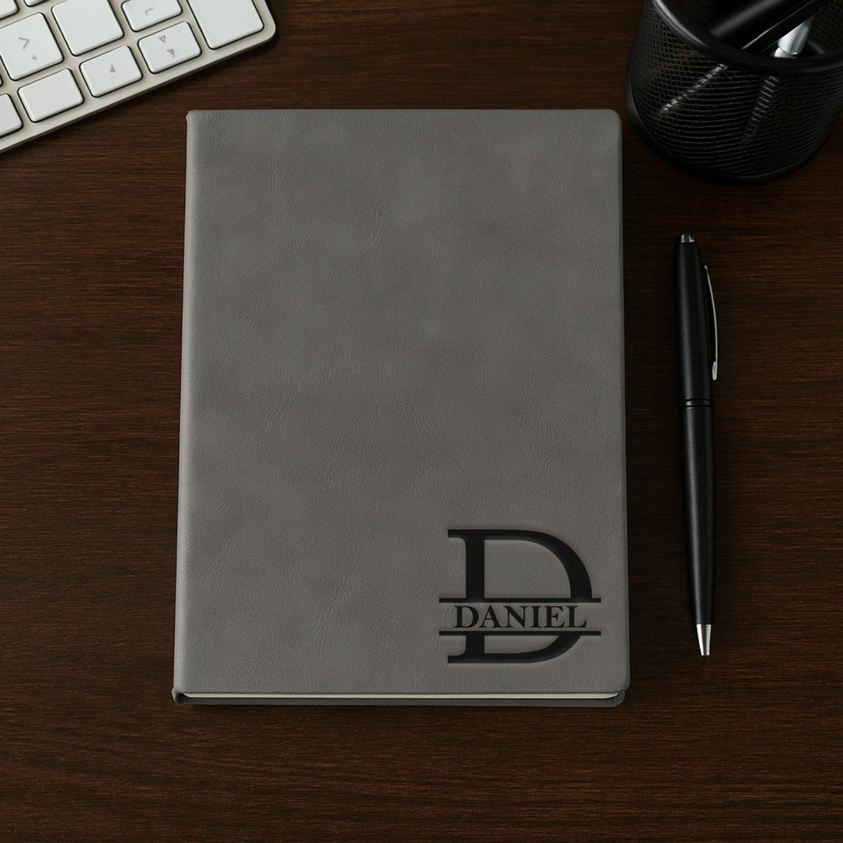 Split Monogram Initial Personalized Leather Journal for Him - Gifts Are Blue