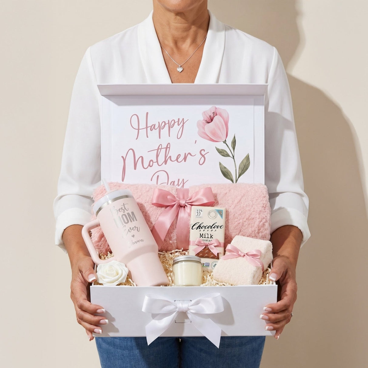 Sweet & Snuggly Personalized Mom Gift Box with Blanket and Fuzzy Socks - Gifts Are Blue