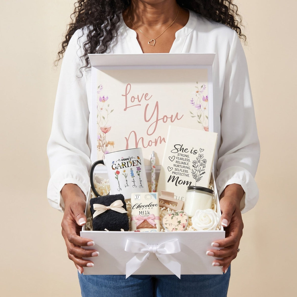 Garden Bloom Personalized Mom Gift Box with Mug and Engraved Journal - Gifts Are Blue