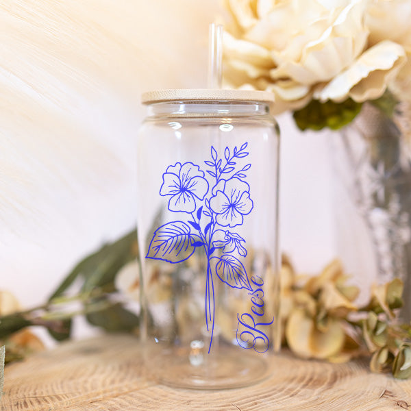 These glass cans are a great option for a bridesmaid proposal gift.  Get one for your bridesmaid, maid of honor, matron of honor and more.  Add to your bridesmaid gift box and match your color theme with several print color choices.