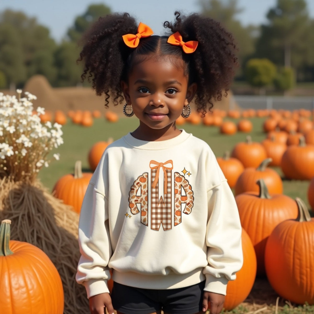Personalized Fall Monogram Sweatshirts for Girls, Cute Kids Fall Sweaters - Gifts Are Blue
