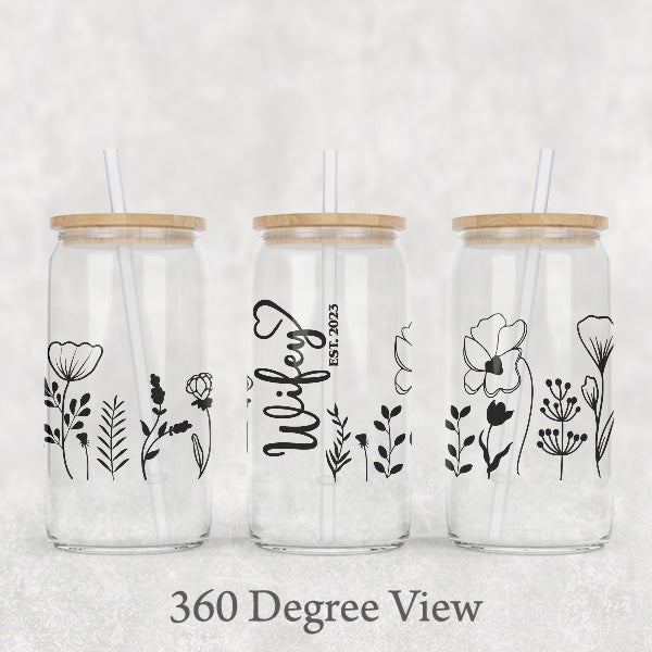 Wifey glass can with established year personalization. Great anniversary gift for wife from husband.