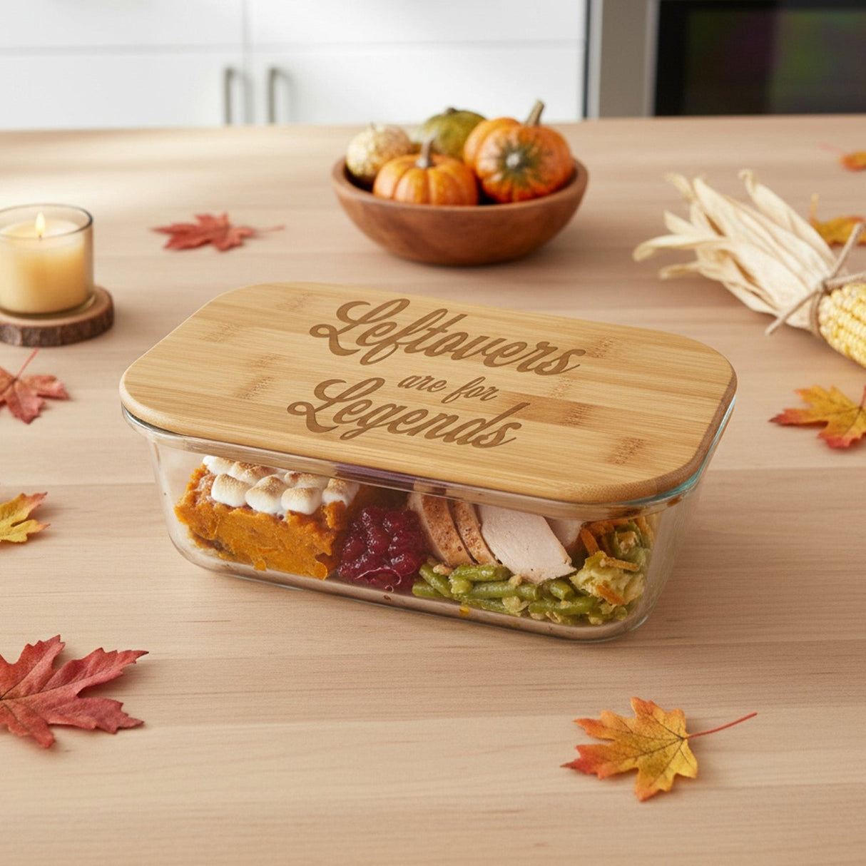 Funny Thanksgiving Custom Glass Containers, Baking Dishes and Food Storage - Gifts Are Blue