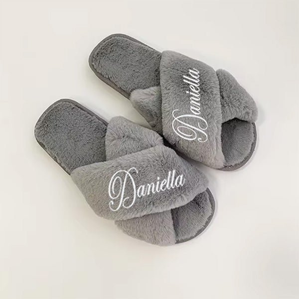 Cute Personalized Fluffy Quinceanera Slippers with Name and Design
