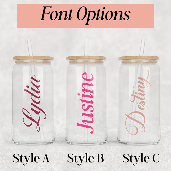 Personalized Iced Coffee Glass Tumbler with Lid and Straw and Custom Name or Title - Gifts Are Blue