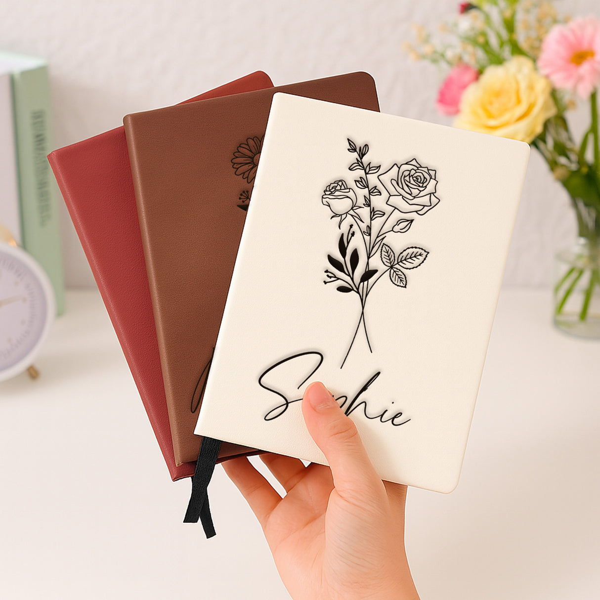 Custom Birth Flower Journal – Personalized Birth Month Flower Gift for Her