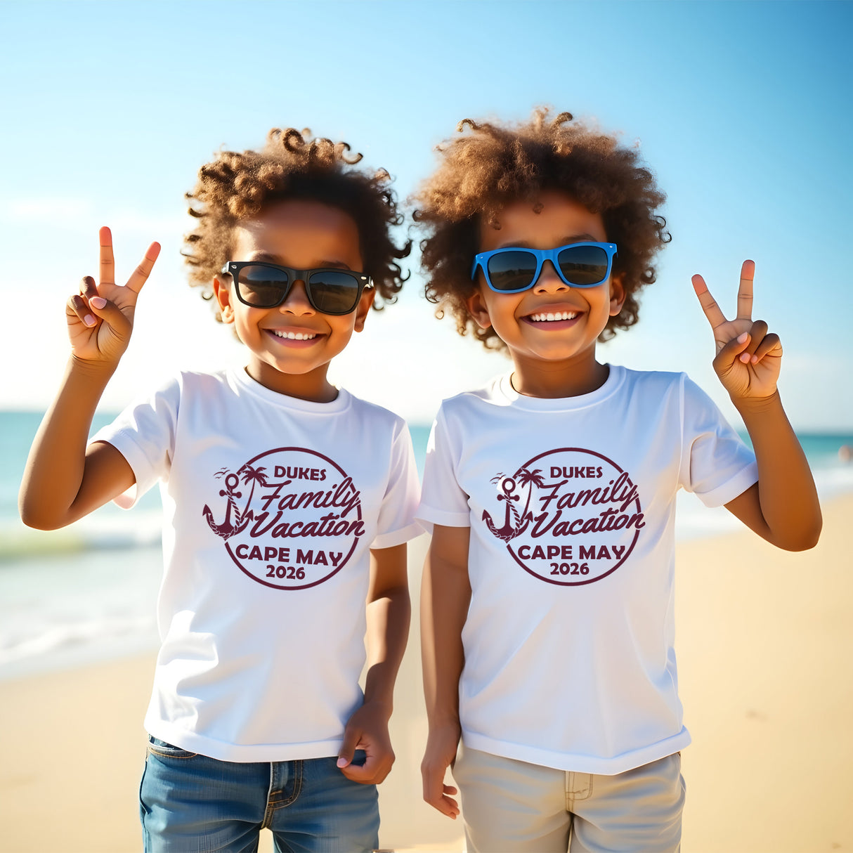 These custom family beach vacation shirts are perfect for matching family personalized summer trip outfits.