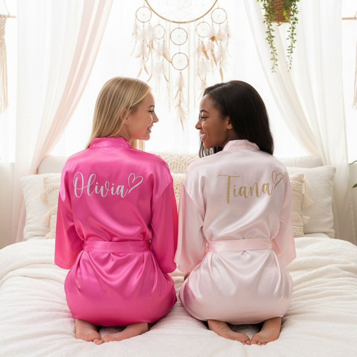 Everyday Glam Script Name with Heart Personalized Satin Robe for Teen Girls - Gifts Are Blue