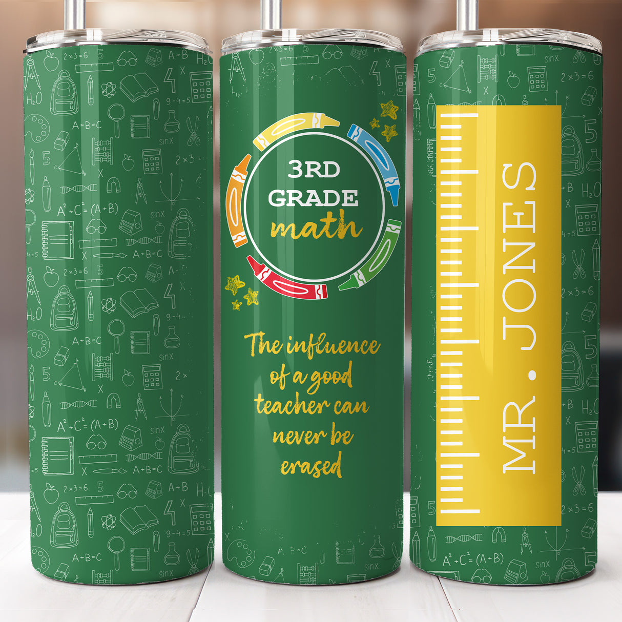 Custom insulated tumbler for teacher appreciation. Personalized name tumbler for teacher gifts.