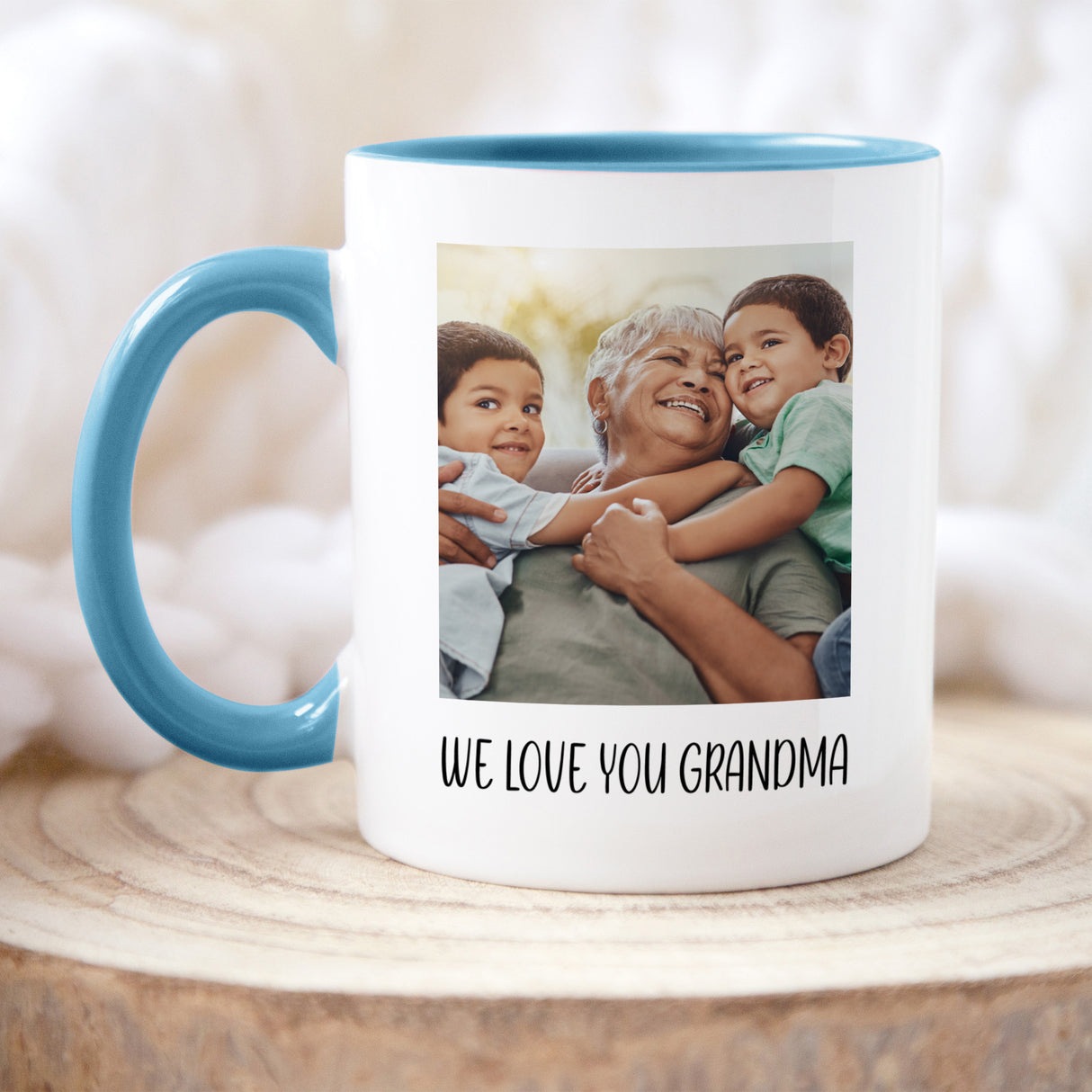 Custom Photo Mug for Grandma with sweet Message. Personalized Birthday Gift Idea for Her.