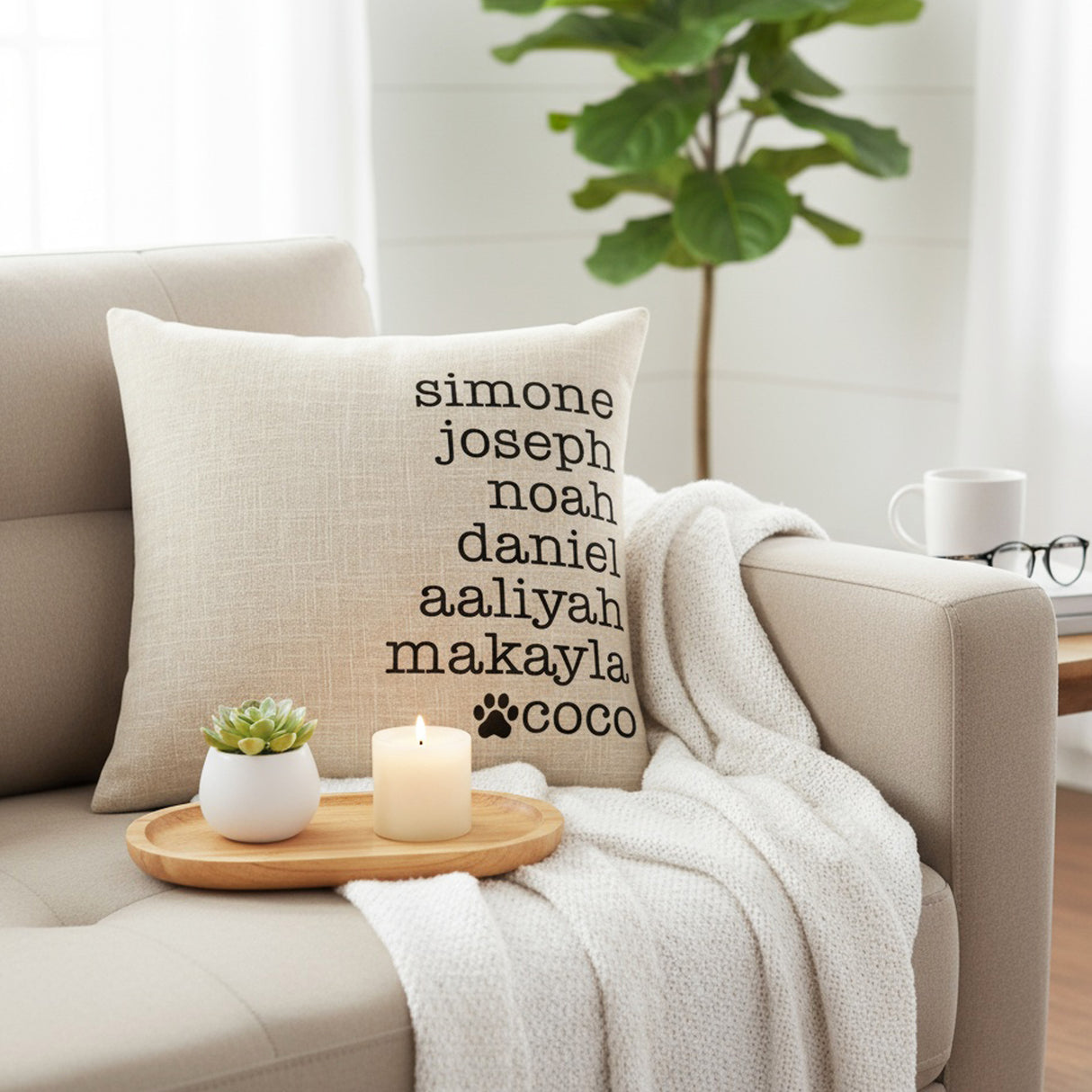 Personalized Throw Pillows with Names, Custom Gifts for Grandparents, and New Homeowners