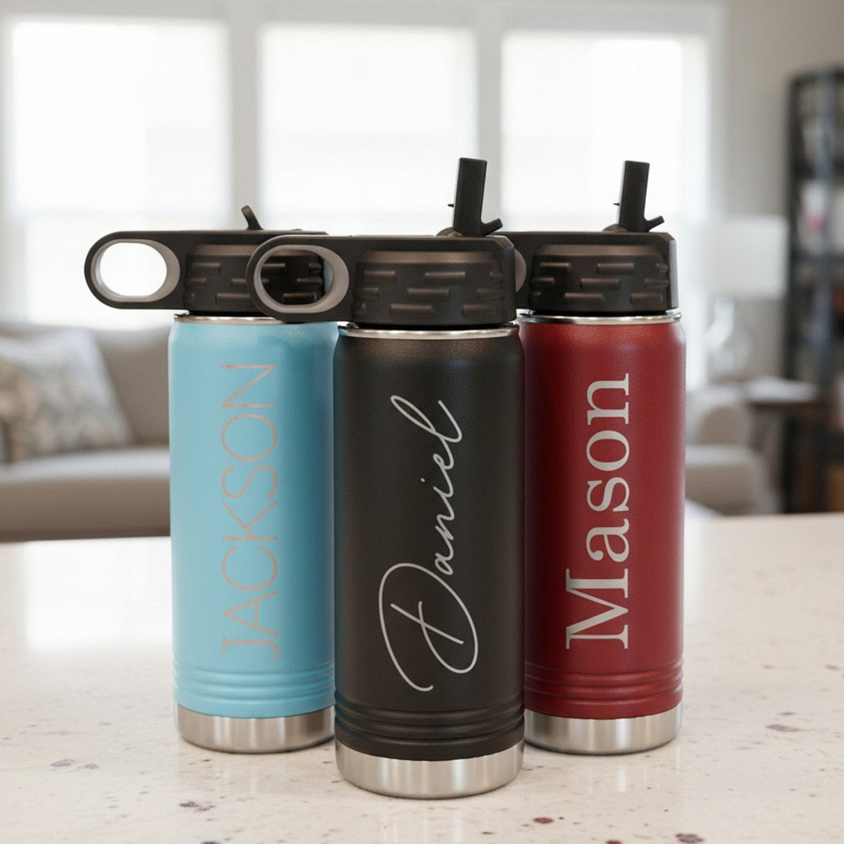 Polar Camel Personalized Water Bottle with Name for Teen Boys and Kids - Gifts Are Blue