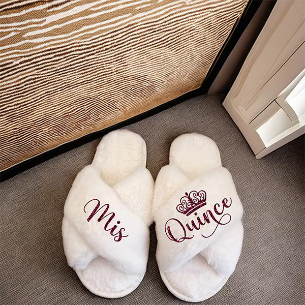 Simple and Pretty Personalized Mis Quince Robe and Slipper Set Quinceanera Gift