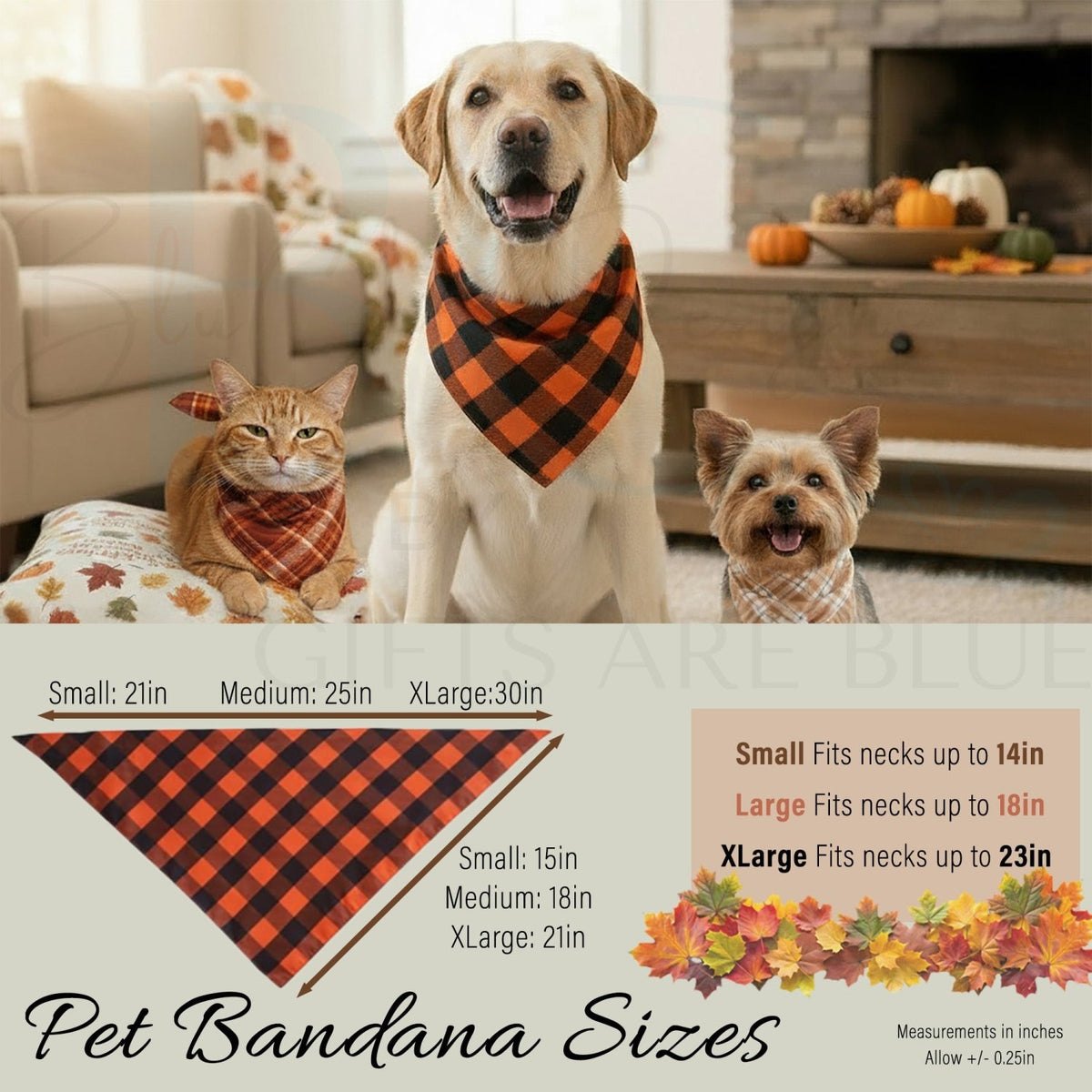 Funny Thanksgiving Sayings Personalized Cat and Dog Bandanas with Name - Gifts Are Blue