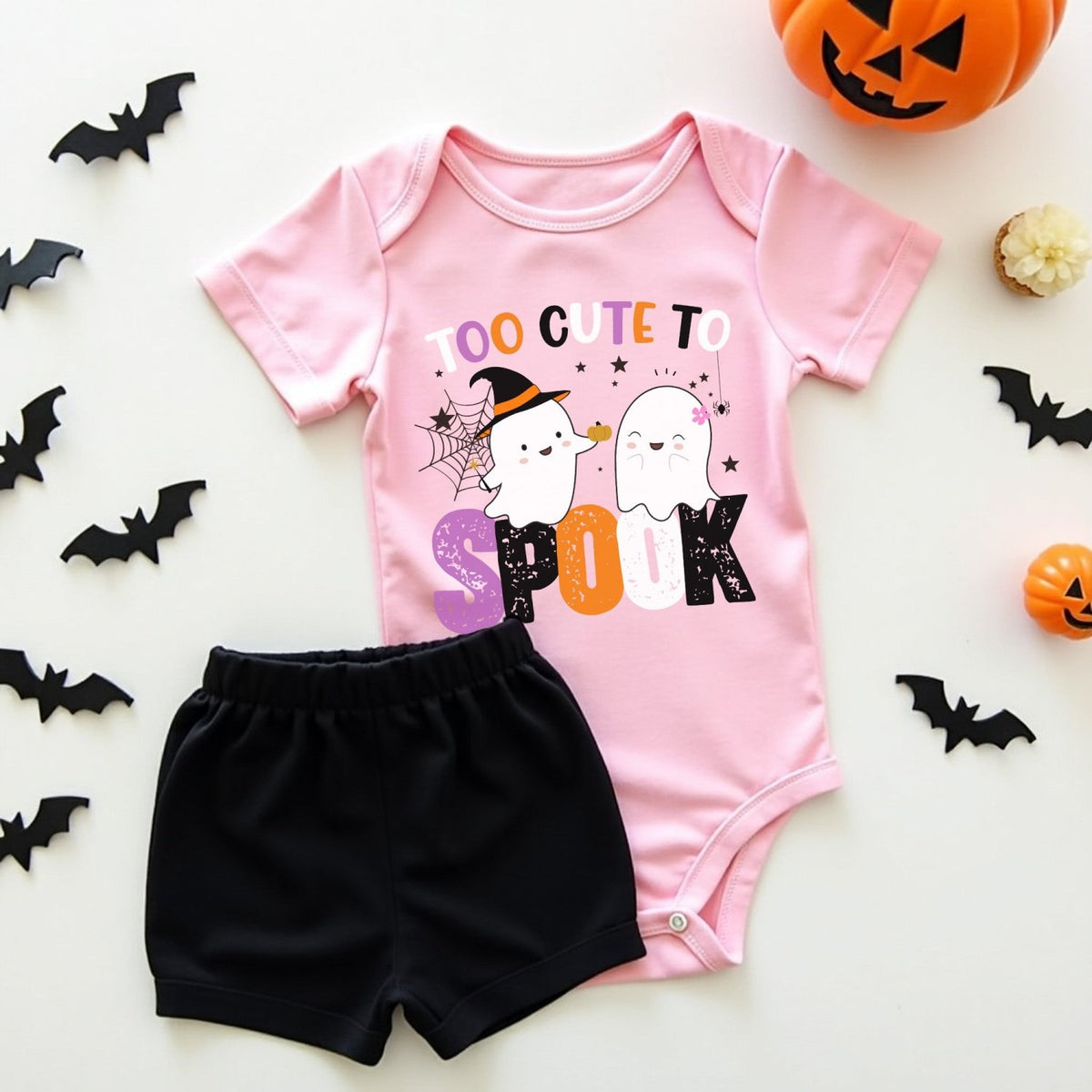 Adorable Too Cute to Spook Onesie for Babies, Halloween Onesies for Infants - Gifts Are Blue