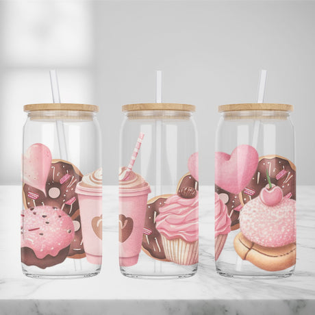Cute and Humorous Valentines Day Glass Iced Coffee Tumblers in Multiple Designs