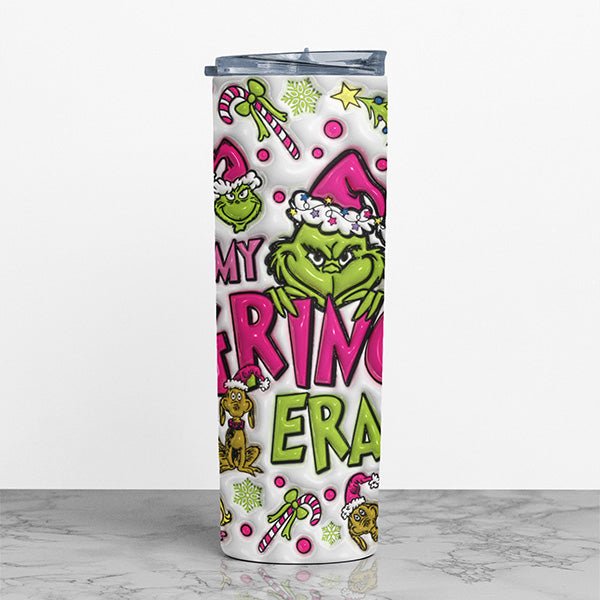 20oz Pink In My Grinch Era Christmas Tumbler for Her - Gifts Are Blue