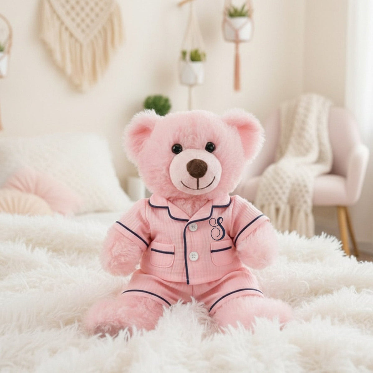 Personalized Teddy Bear with Pajama Set for Girls and Boys, 14in - Gifts Are Blue